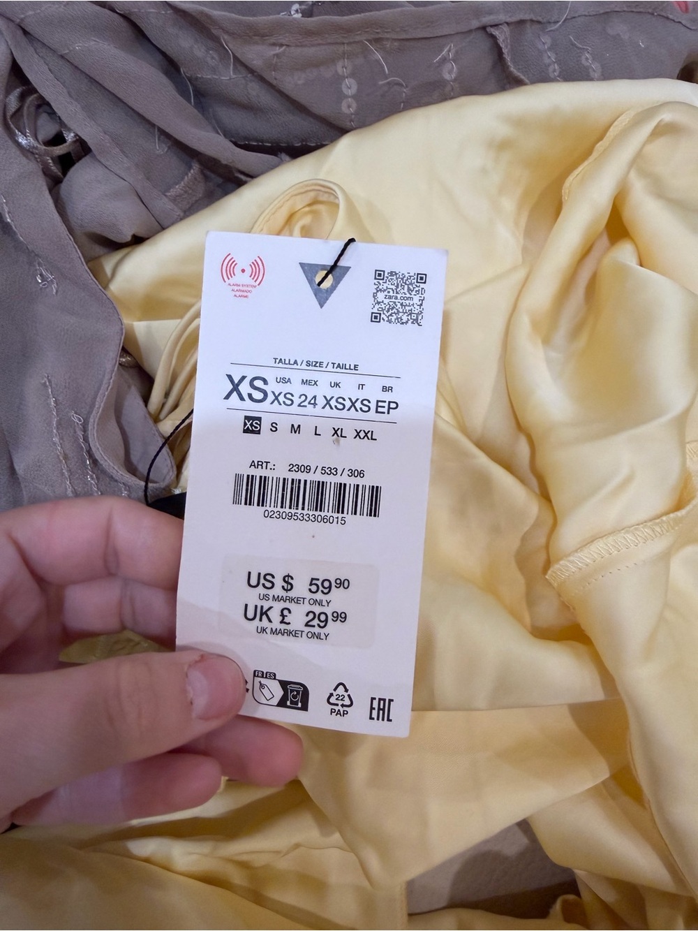 ZARA Light Yellow Satin Slip Midi Dress with Ruffle Trim - Picture 9 of 9